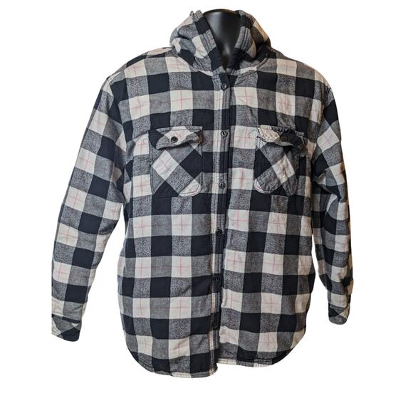 Boston Traders Flannel Jacket Shirt Womens XXL Sherpa Lined Hooded Plaid Shacket - Picture 14 of 15